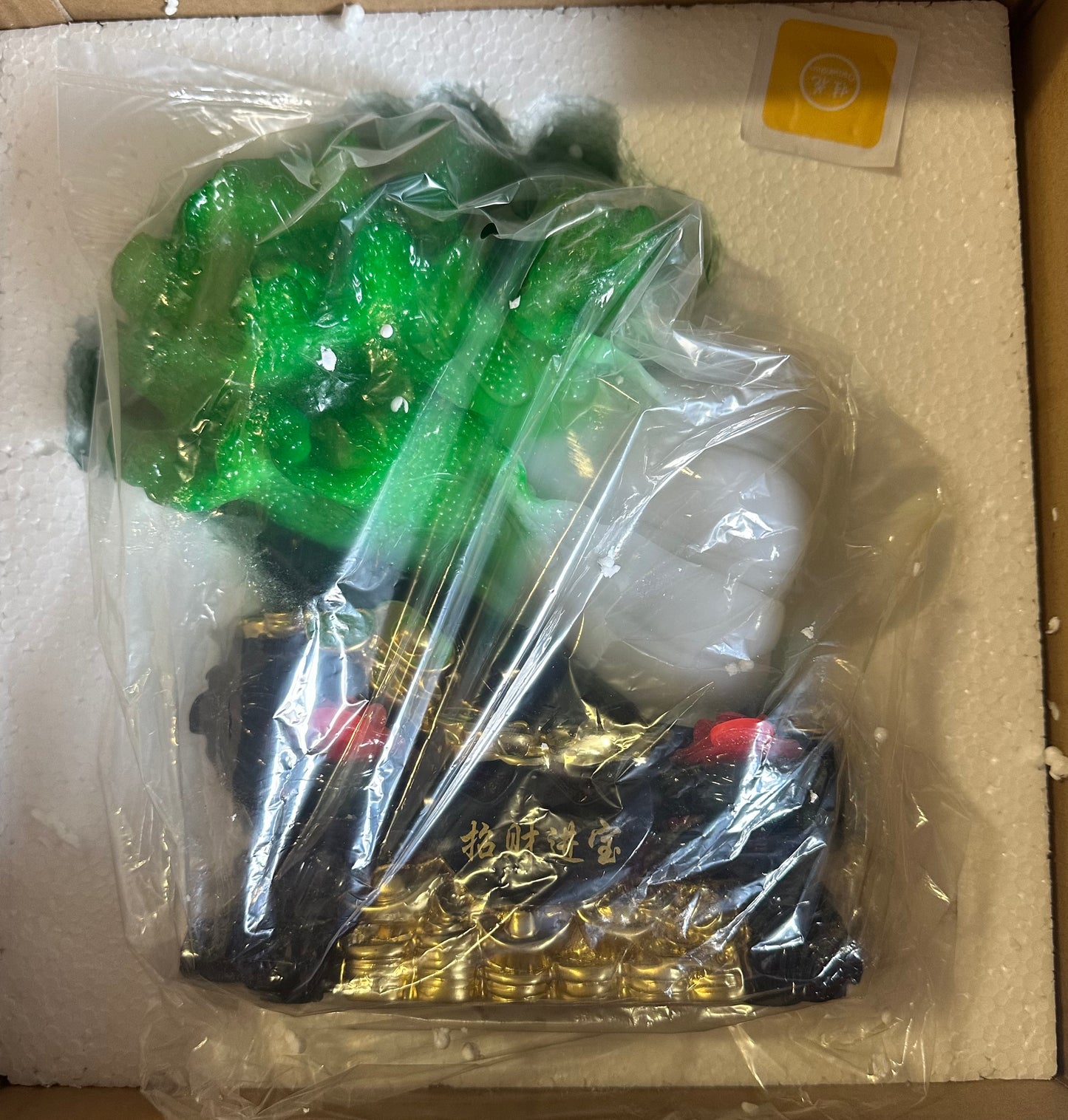 Lucky Cabbage Resin Sculpture, Wishful Cabbage Statue, Feng Shui Resin Jade Cabbage, Bai CAI Collectible Sculptures for Wealth