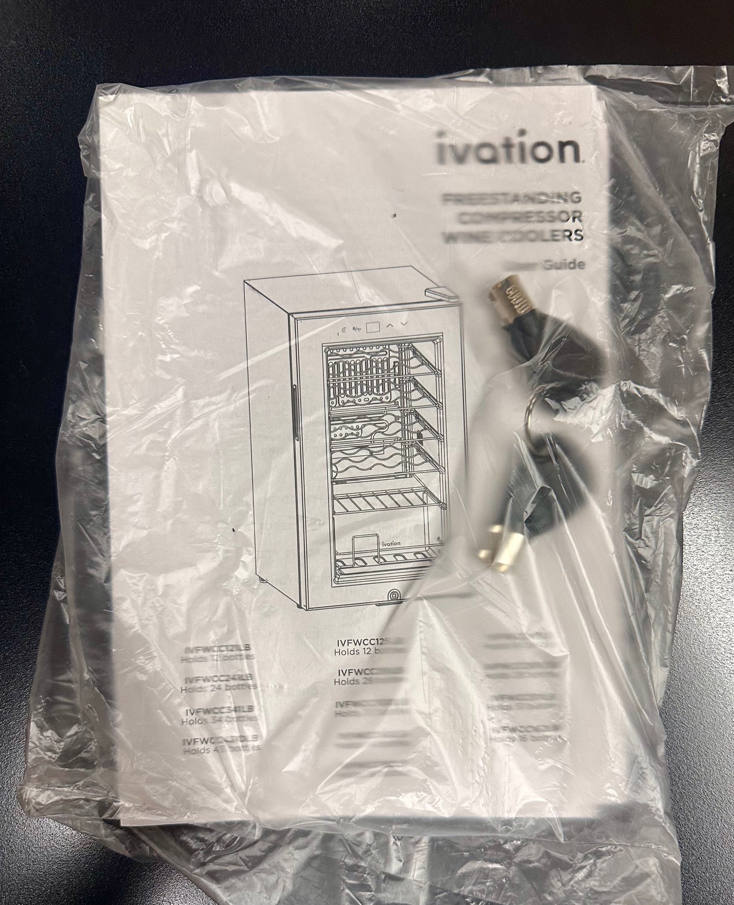 Ivation 34 Bottle Compressor Wine Cooler Refrigerator w/Lock, Large Freestanding Wine Cellar For Red, White, Champagne or Sparkling Wine, 41f-64f Digital Temperature Control, Glass Door, Black (R718)