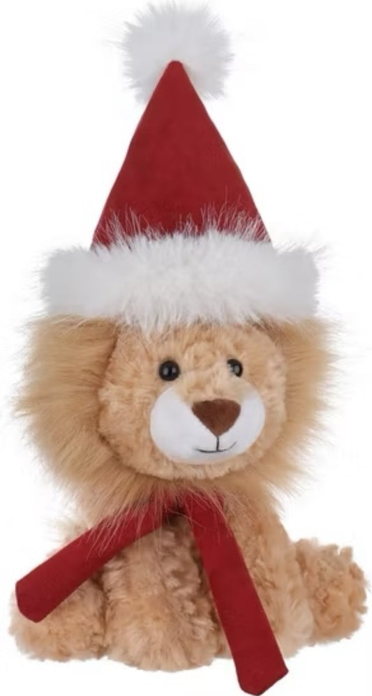 Soft Stuffed Plush Baby Toy Lion, Christmas Hat and Scarf