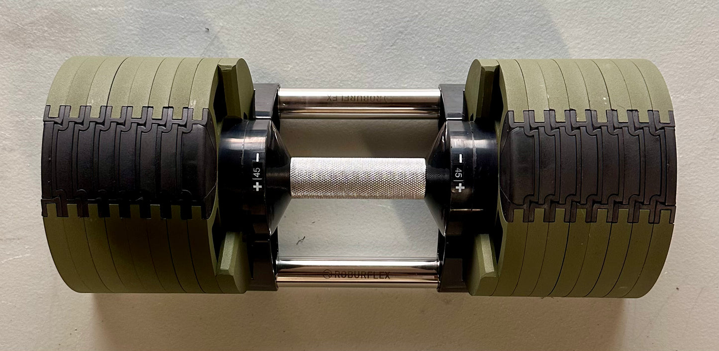 New - Adjustable Dumbbell (Single) by ROBURFLEX, 80 pounds total Weight for Strength Training Fitness, Cast Iron Plates (W529)