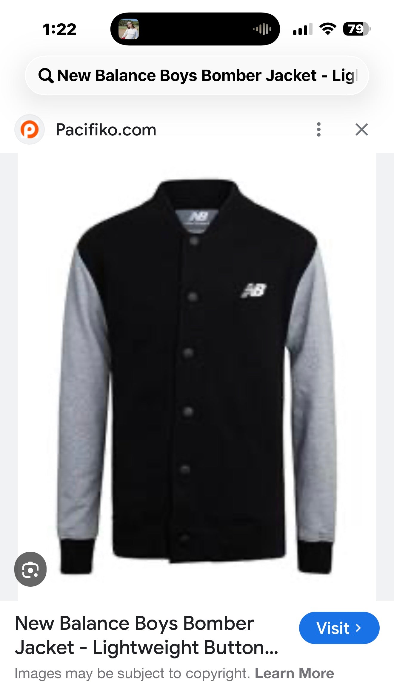 New Balance Boys Bomber Jacket - Lightweight Button Up Cotton Fleece Bomber Varsity Jacket for Boys with Pockets (Size Large 14/26)
