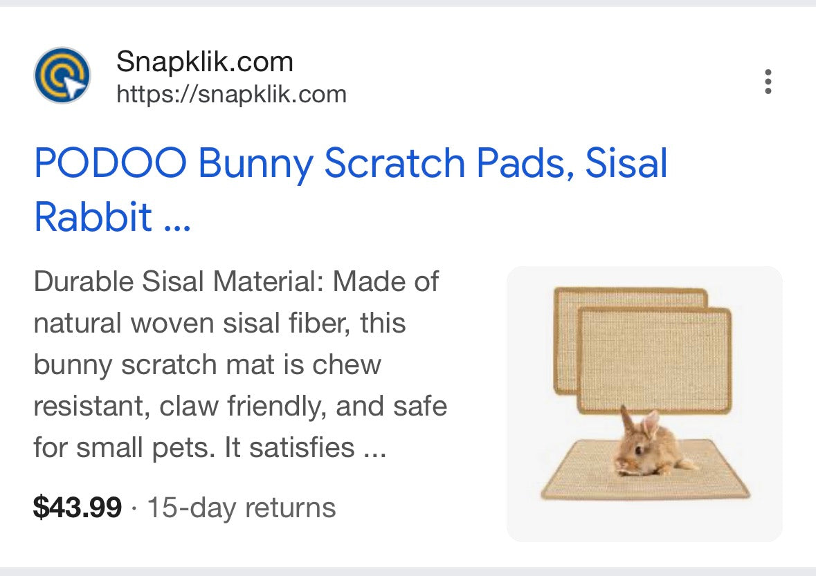 PODOO Bunny Scratch Pads, Sisal Rabbit Scratching Pad, Natural Rabbit Resting Mats for Cages, Forage Grass Mat Indoor Essentials Accessories for Guinea Pig Cat (3Pcs, 23.6 x 15.7 inches)