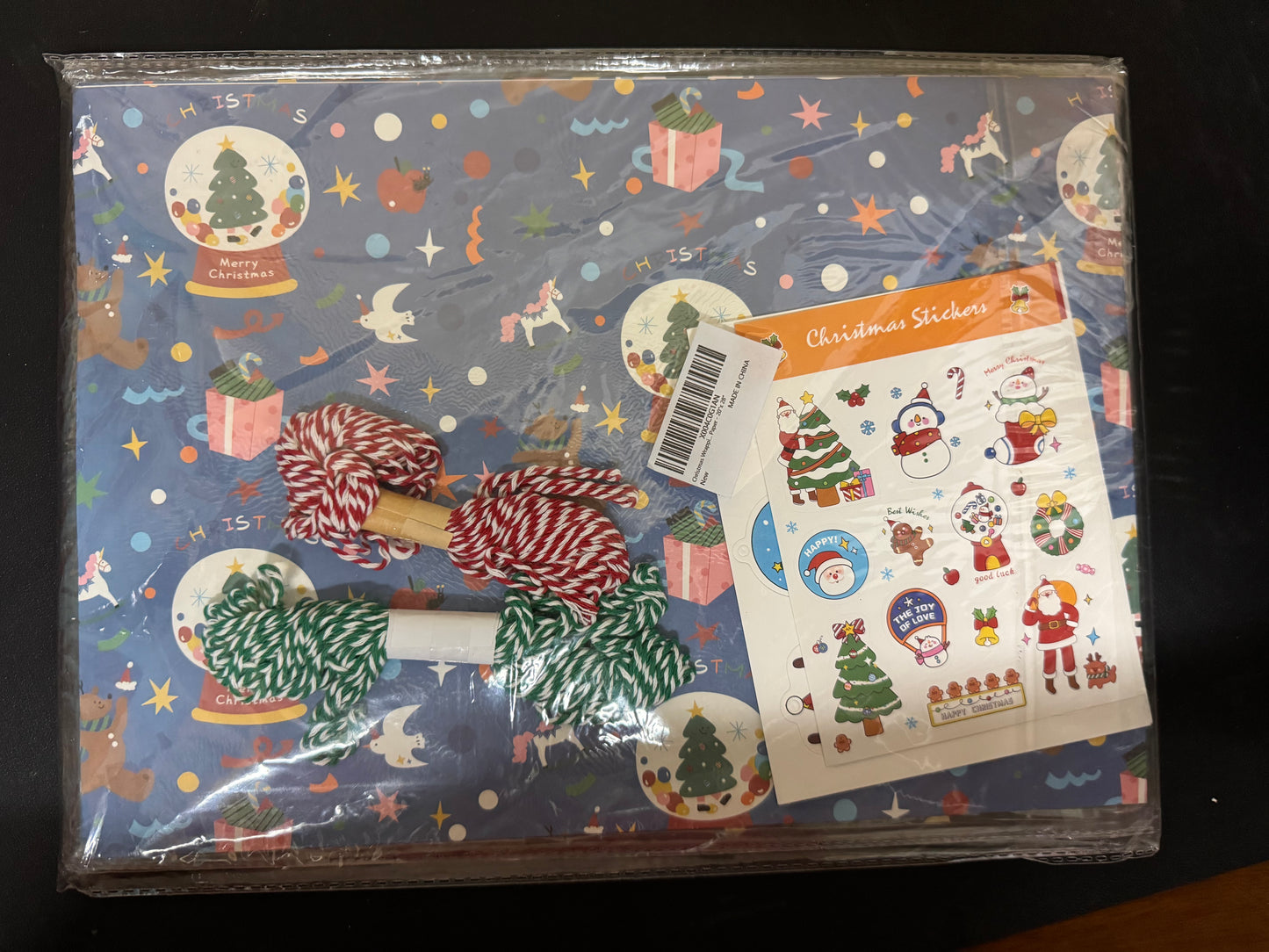 Christmas Wrapping Paper 12 Sheets - with Gift Tag & String & Christmas Stickers - Xams Gift Wrap Green Blue Pink Winter Gift Wrapping Paper - 20"x 28"