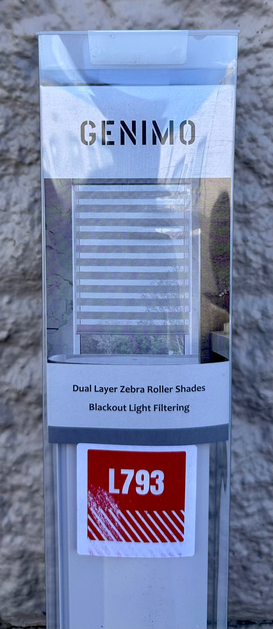 New - Dual Layer Zebra Roller Shade Blackout Light Filtering 56”x 72” (L793)