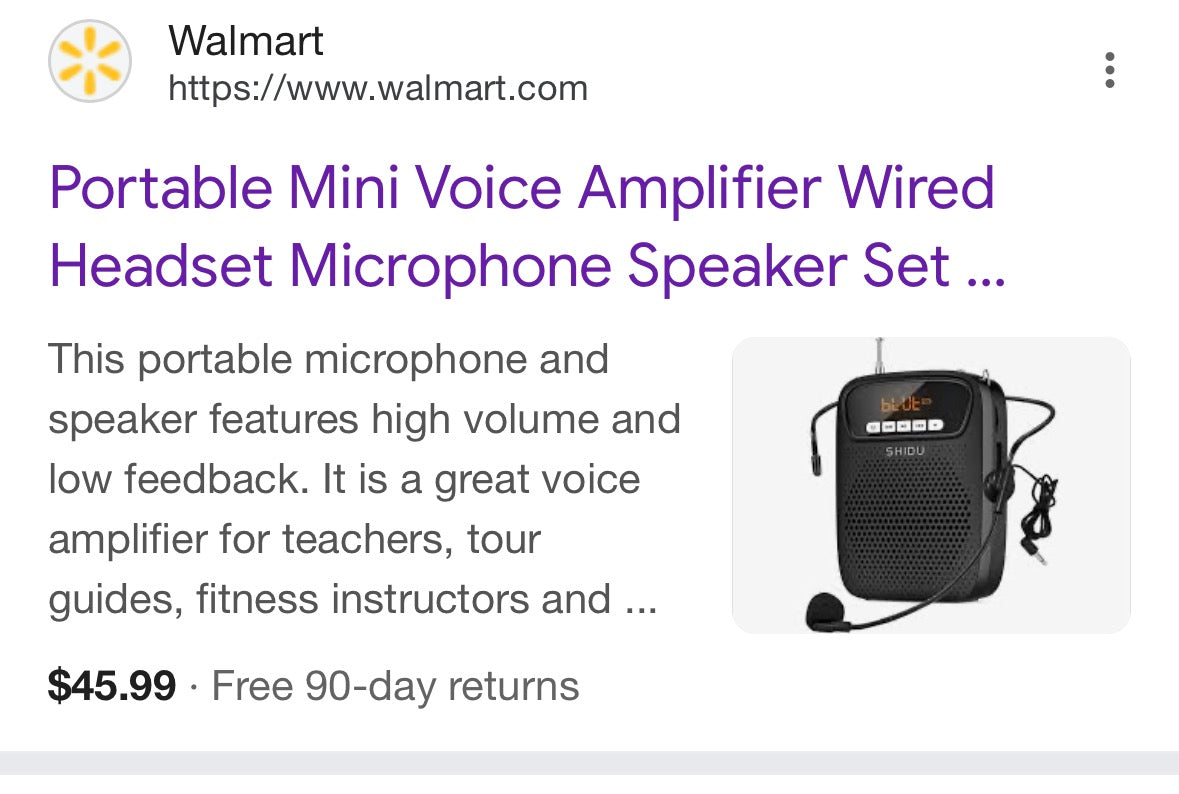 Portable Mini Voice Amplifier Wired Headset Microphone Speaker Set for Teachers 15W Rechargeable Lightweight Personal Mic for Classroom,Tour Guides,Instructors and Presentation