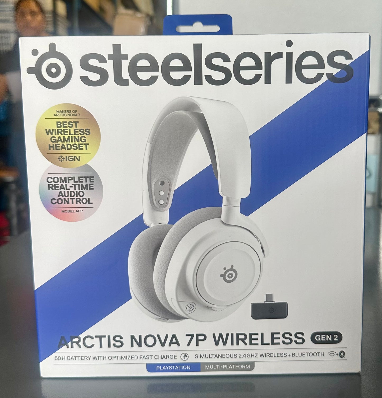 SteelSeries Arctis Nova 7P Wireless Gen 2 Gaming Headset - Real-Time App Control, 50+ HR Play, Neodymium Magnetic Drivers, Mix 2.4GHz/Bluetooth, PS5, PS4, PC, Switch 1/2, Mobile - White