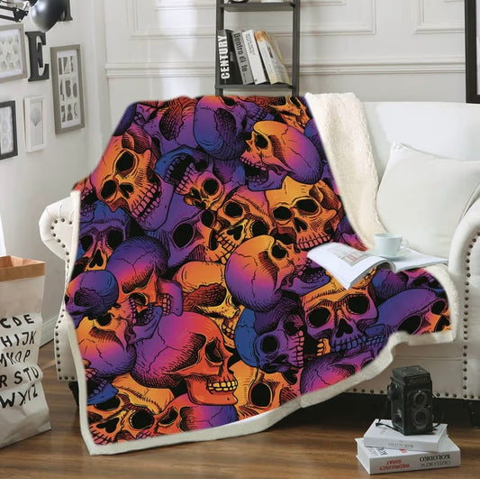 Flannel Blanket - Soft, Lightweight, Skull Print, Perfect for Sofa or Bed- 50 x 60 Inch