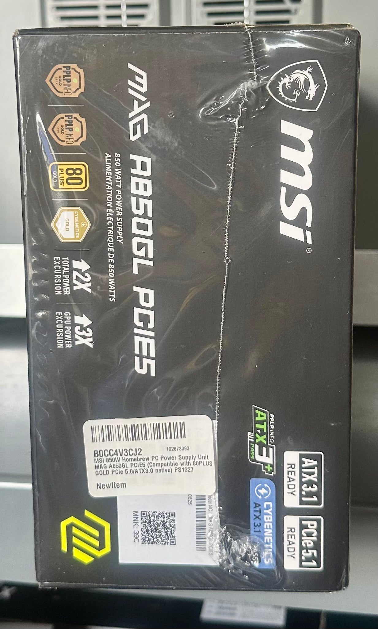 MSI MAG A850GL PCIE5, Fully Modular Compact Gaming 850W Power Supply, 80+ Gold, ATX 3.1 & PCle 5.1 Ready, Native Dual-Color 12V-2x6 Cable