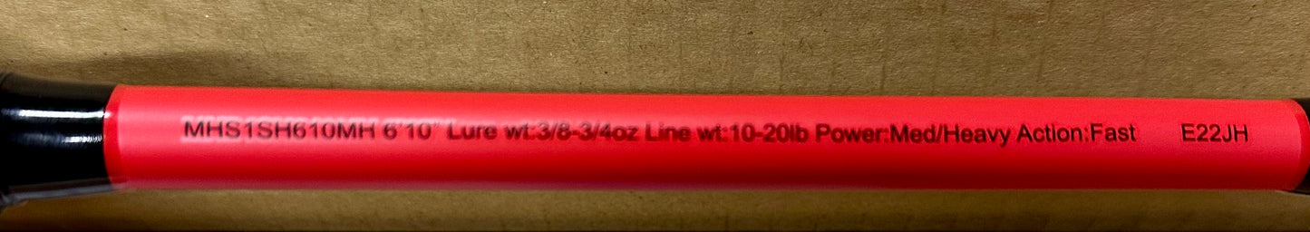 Lew's MACH Smash Baitcast Reel and Fishing Rod Combo, IM6 Graphite Blank Fishing Rod, Split Grip Winn Dri-Tac Handle, Fluorescent Red (W540)
