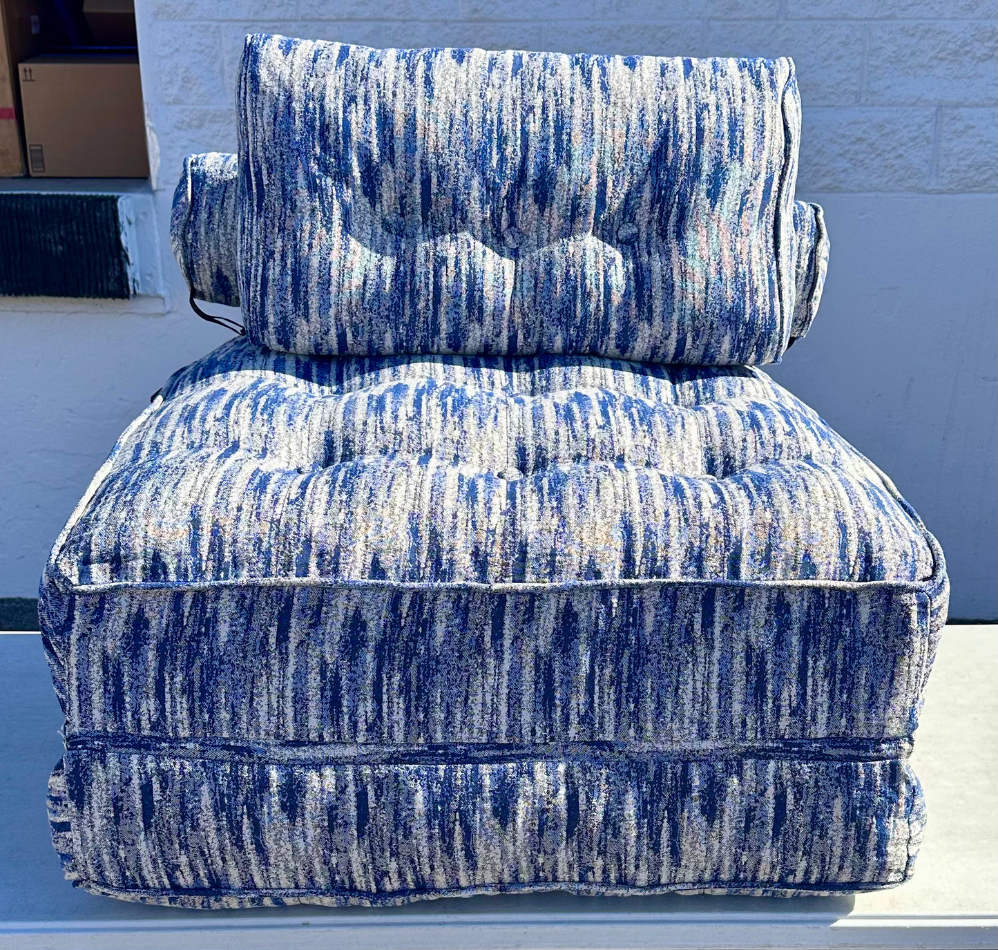 Folding Sofa Bed, Convertible Sleeper Chair Bed, Floor Couch for Adults with Back Support and Pillow, Comfy Floor Sofa Lounge for Small Spaces, Zha Blue (L1103)