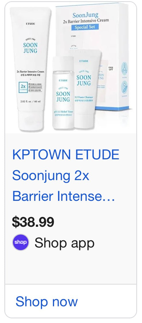 ETUDE SoonJung 2x Intensive Cream Best Trio Set for Barrier Repair | 2x Barrier Cream 2.02 Fl Oz + pH 5.5 Relief Toner 0.85 Fl Oz + Foam Cleanser 0.68 Fl Oz, Korean Skin Care