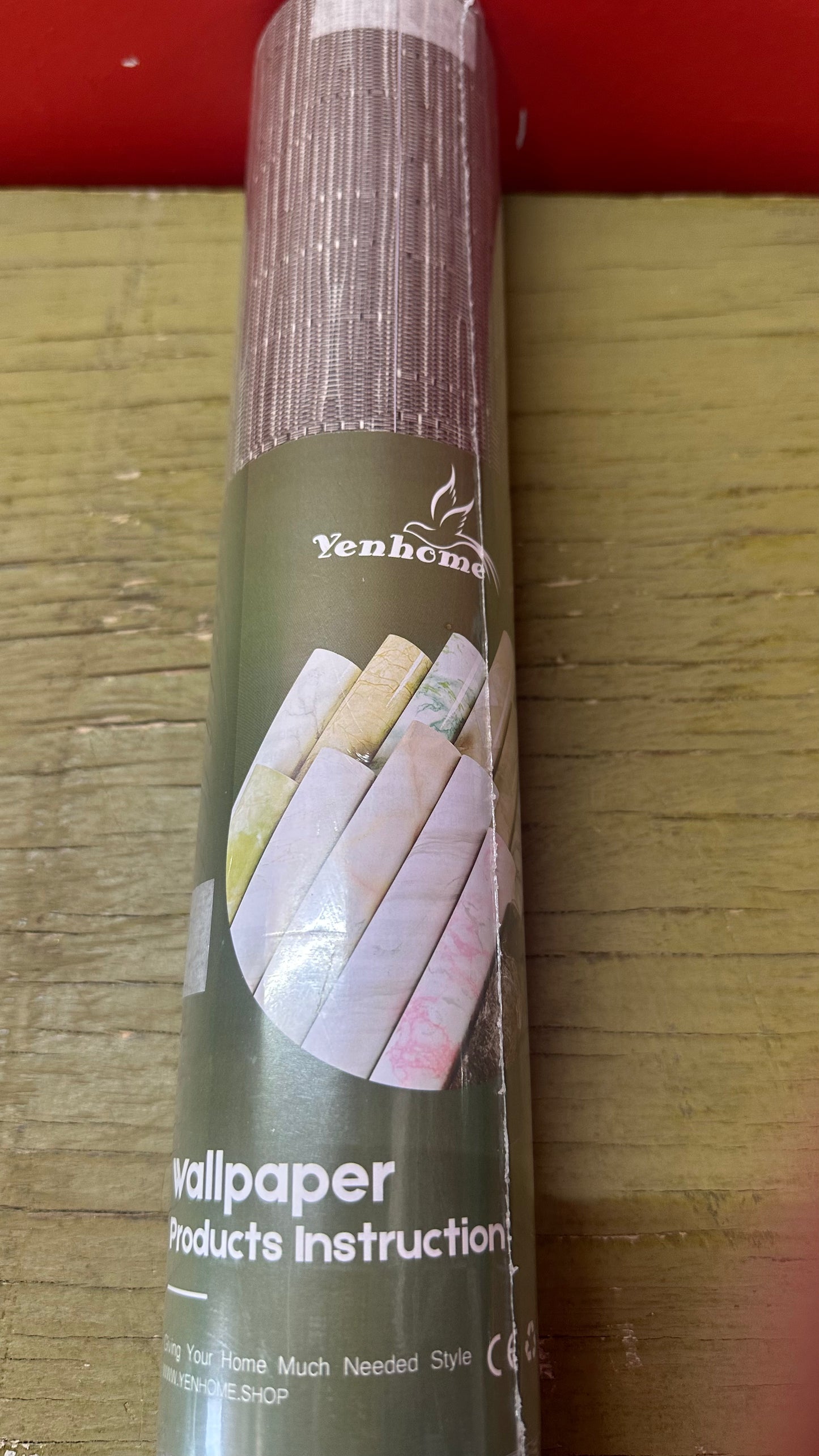 YENHOME 17.7” × 276” Grasscloth Peel-and-Stick Wallpaper