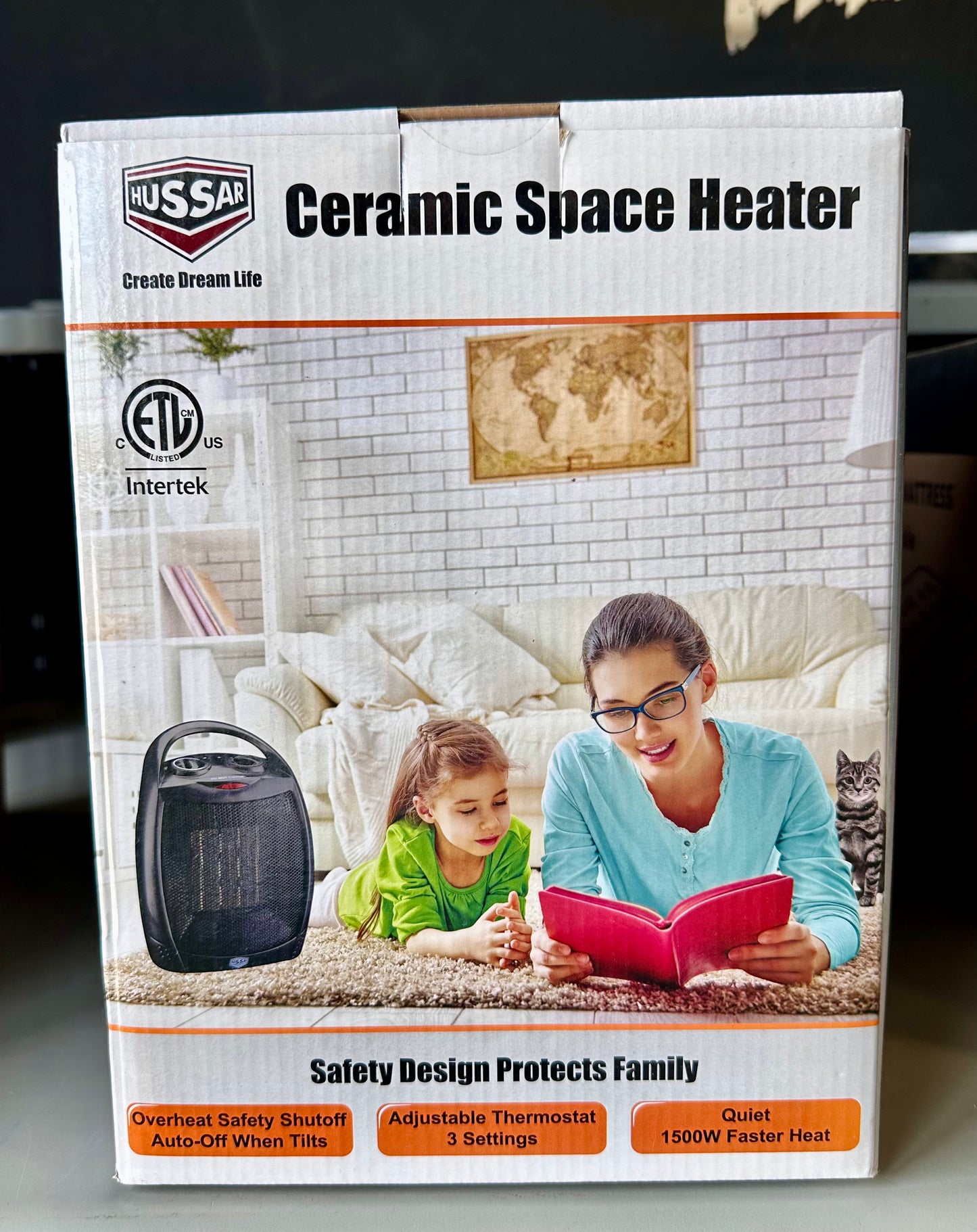 Portable Electric Space Heater, 1500W/750W Ceramic Heater with Thermostat, Heat Up 200 Square Feet in Minutes, Safe and Quiet for Indoor Use