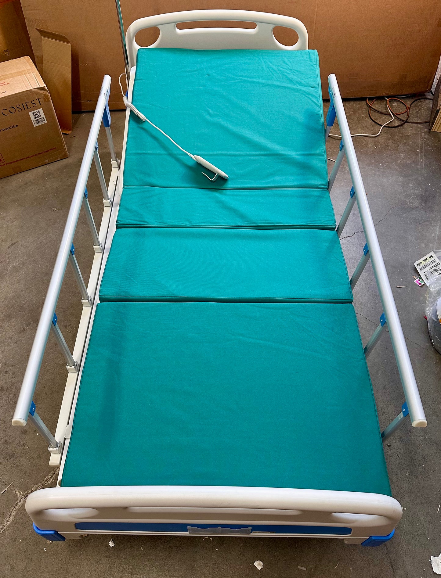 Premium 3 Function Electric Hospital Bed with Mattress & IV Pole. (B1138)