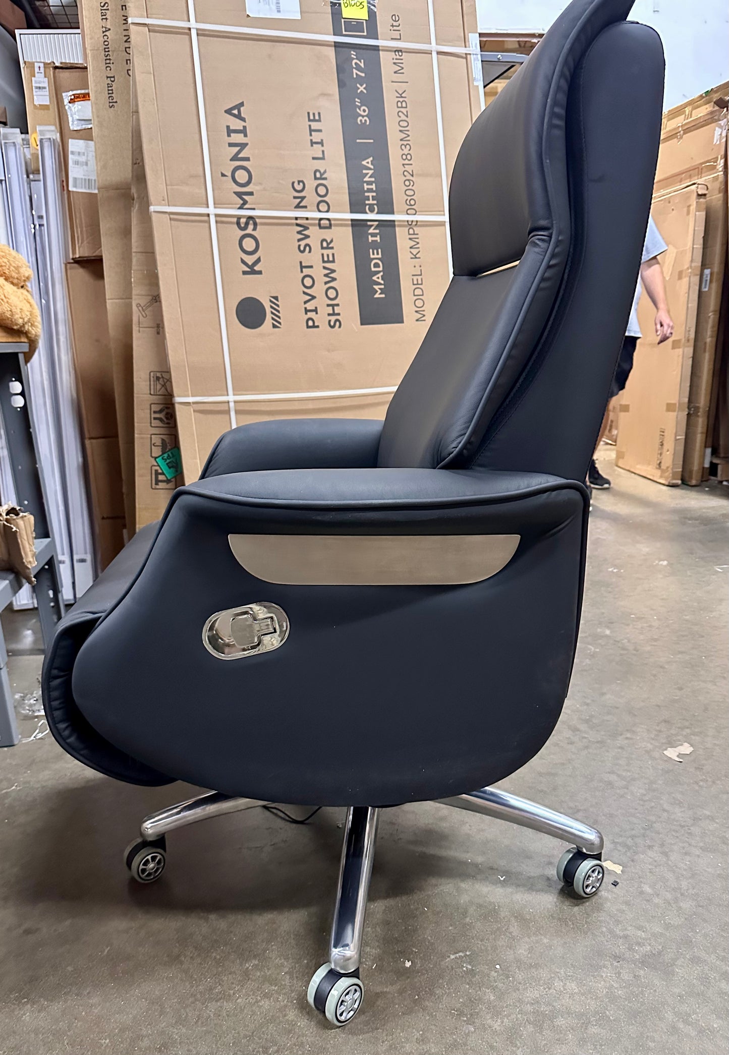 Boss Chair, Managerial & Executive Office Chair, Genuine and PU Leather Recliner with Electric Footrest, Adjustable Height, 360° Rotation, SGS Certified, Aluminum Alloy Base, Max Load 250KG/550lb (O435)