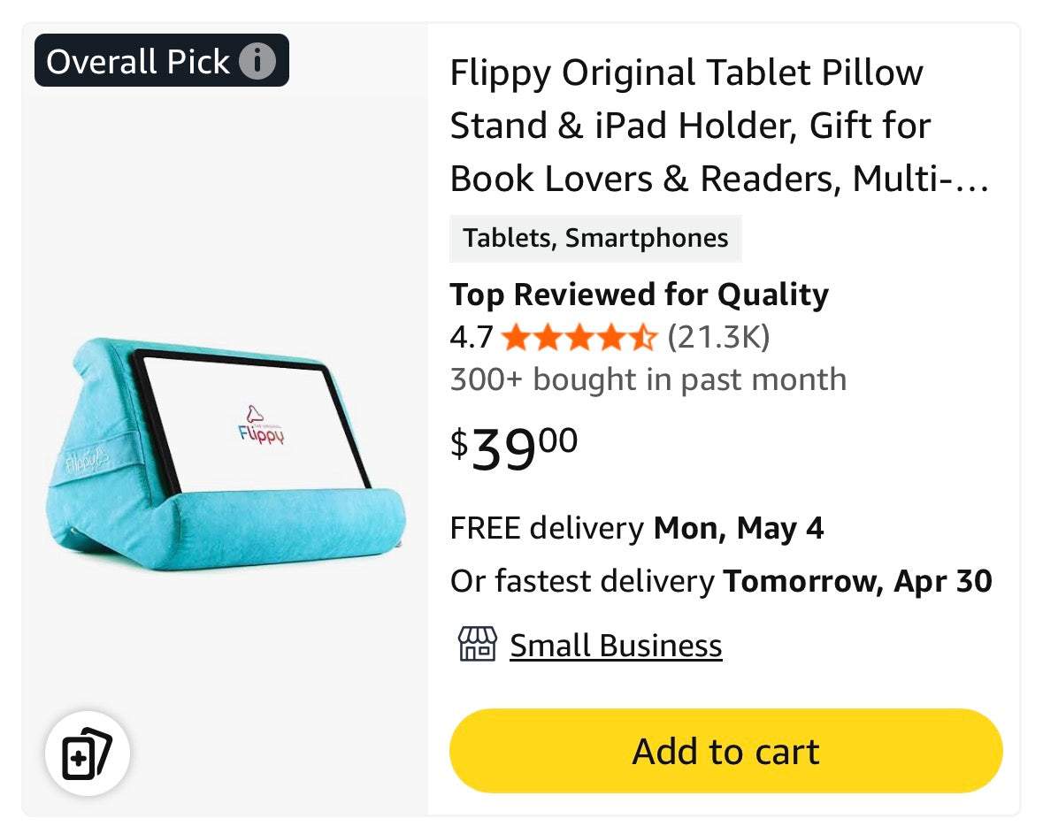 Flippy Tablet Stand with Cubby Storage and Multi-Angle Viewing for Home, Work & Travel. Our Tablet Holder Has Storage for Your All Your Personal Items. (Damask Me Again)