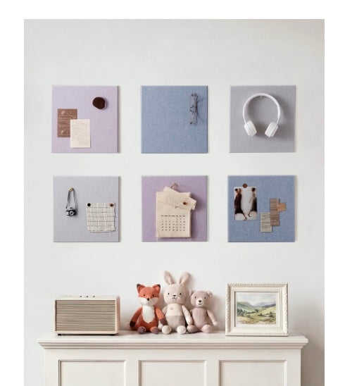 Felt Bulletin Board Tiles, 6 Pack Decorative Pin Board for Wall 11.8 x 11.8 Inches Cork Board Alternative, Easy Setup with 30 Push Pins & 36 Adhesive Tabs, Modern Stylish Memo, Photo Board