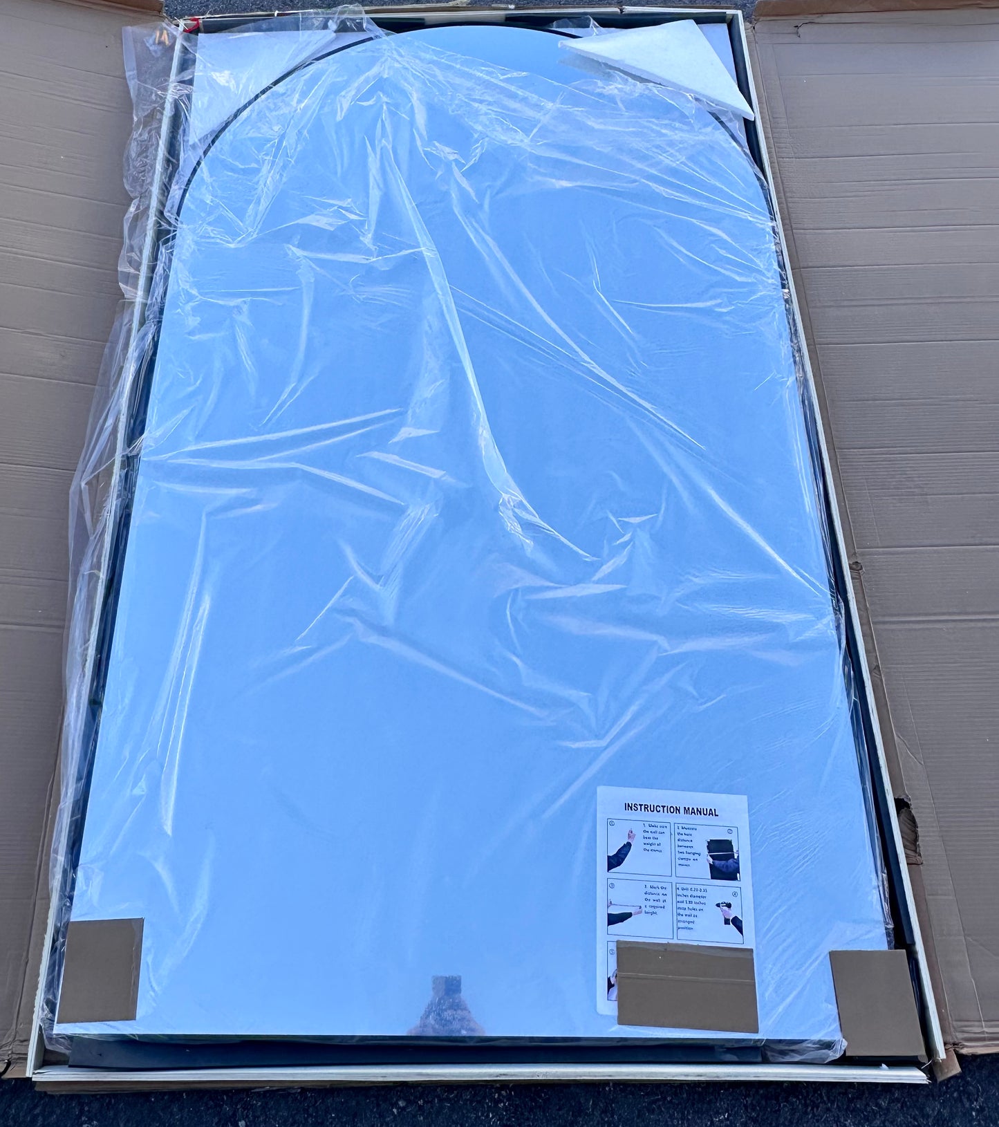 Antok Arched Full Length Floor Mirror 72"x44" Full Body Mirror with Stand, for Bedroom, Living Room, Cloakroom, Black (M423)