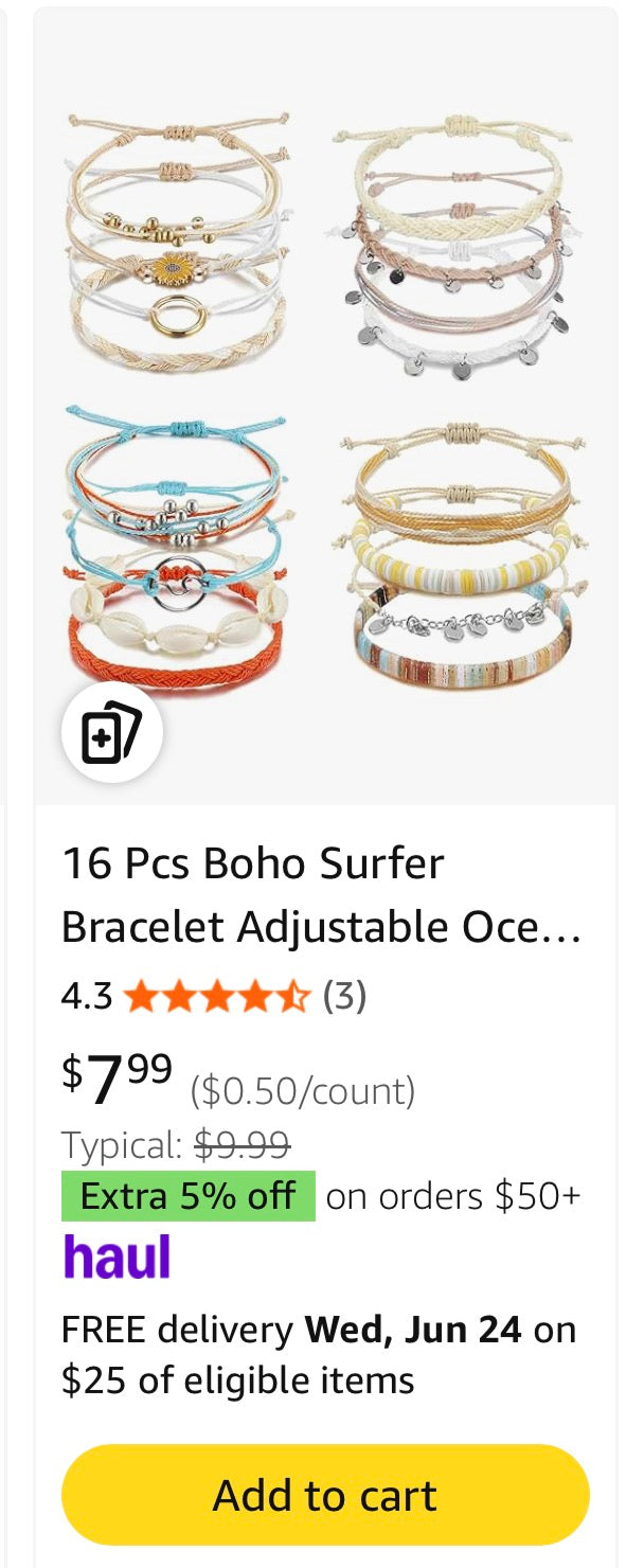 Boho Surfer Beach Bracelet Ankle Adjustable Beaded Anklets, Handmade Hippie Braided Bracelets Waterproof, String Rope Ankle Bracelets for Men Women
