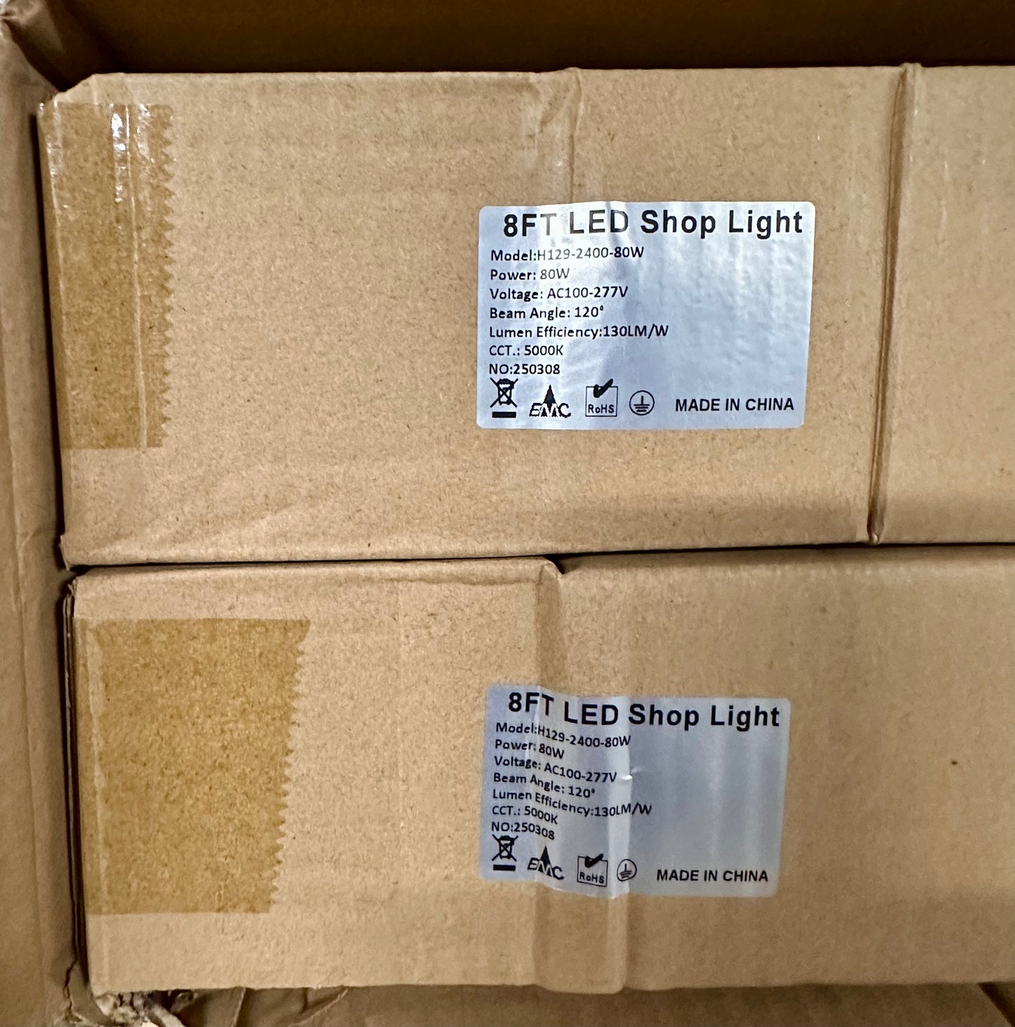 8FT LED Linear Strip Light Fixtures, Commercial 8’ LED Shop Lights 80W 5000K, Linkable Linear Lighting for Workshop, Garage, Warehouse, Flush Mount, 0-10V Dimmable, Hardwired, 2 Pack (G918)