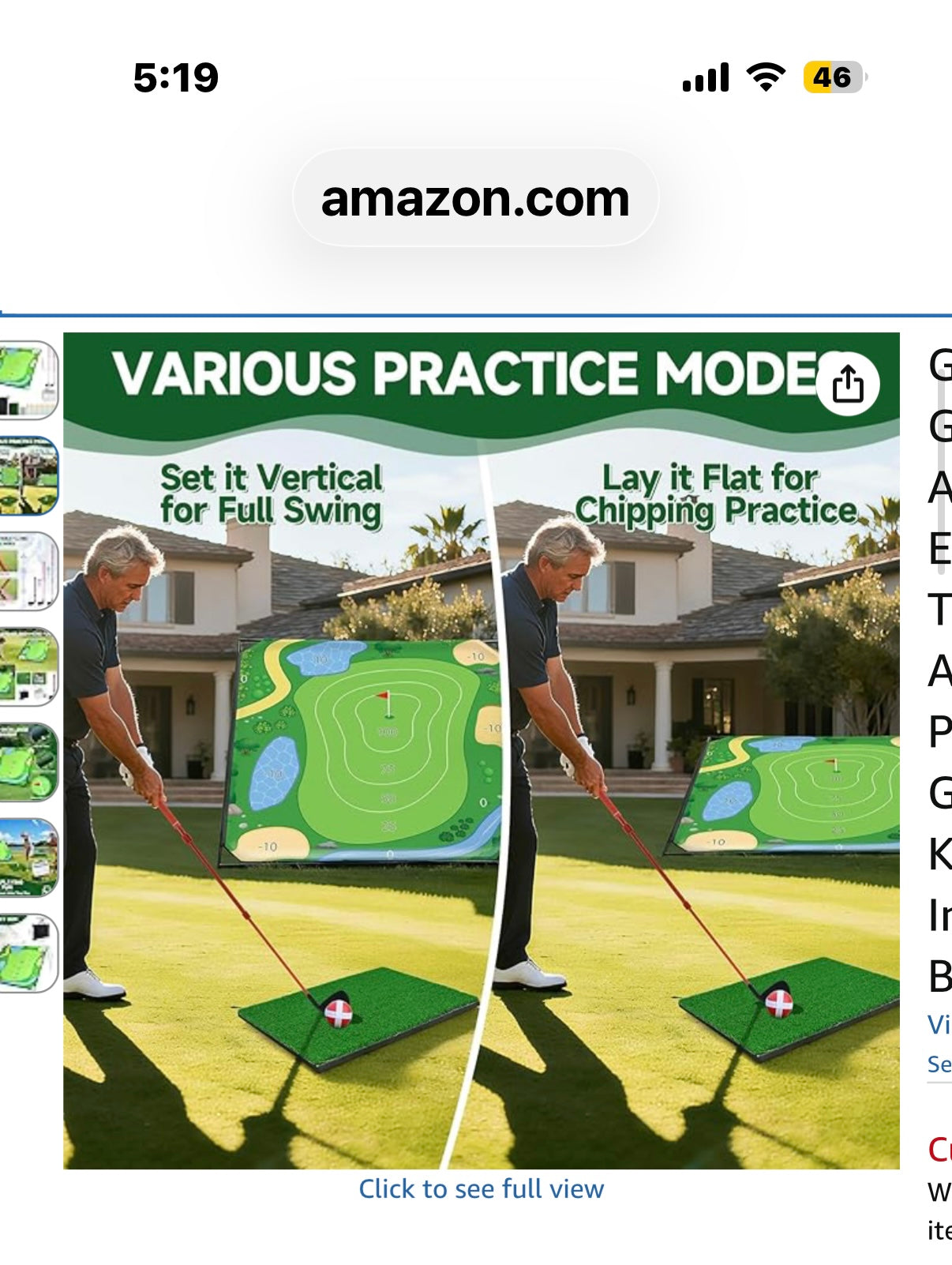 Golf Chipping Game Set with Adjustable Clubs, Extra-Large 6x6ft Target Mat & Aluminum Frame, Portable Family Golf Game for Kids & Adults Indoor Outdoor Backyard