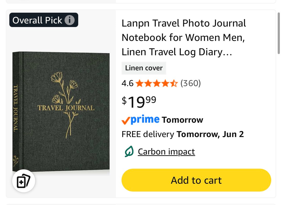 Lanpn Travel Photo Journal Book for Women Men with Prompt, Linen Travel Log Diary Scrapbook Notebook Memory Book with 15 Trips, Traveling Adventure Vacation Journal Travelers Gifts (Green, 110 Pages)