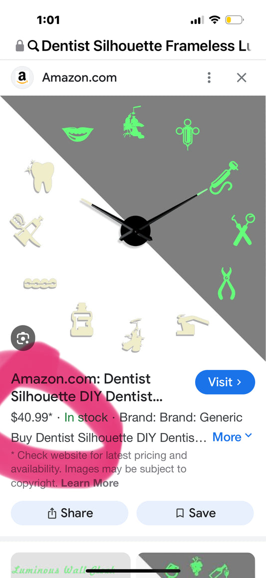 Dentist Silhouette Frameless Luminous Acrylic Clock,DIY Wall Clock with Mirror Stickers,Modern Large Clock for Home Decor-27
