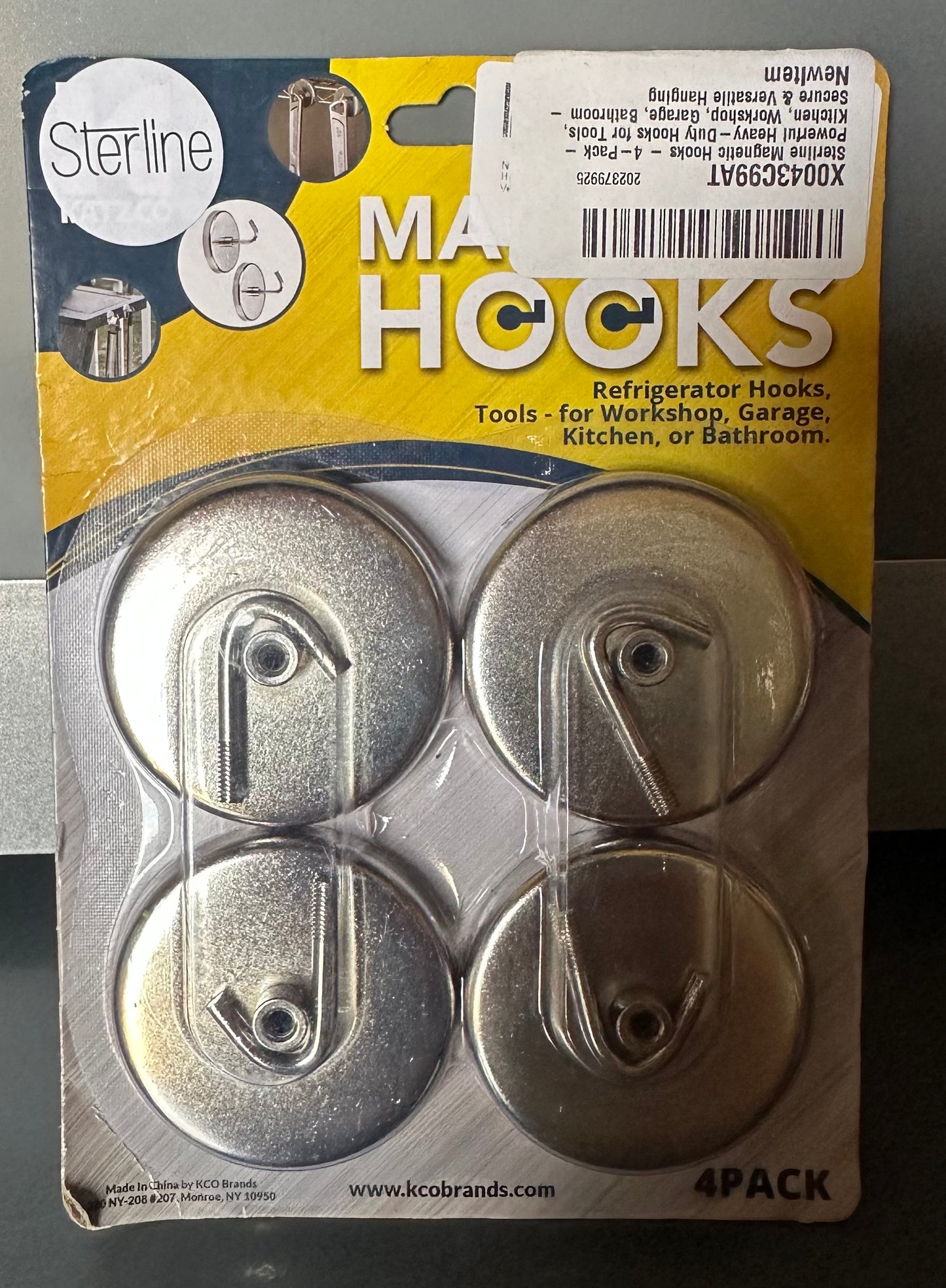 Magnetic Hooks Up to 150 LBs Force Magnet Hooks for Fridge - Strong Magnets for Tools, Kitchen, Workshop, Garage, Bathroom - Secure Fridge Hanging & Versatile Use - 4 Pack