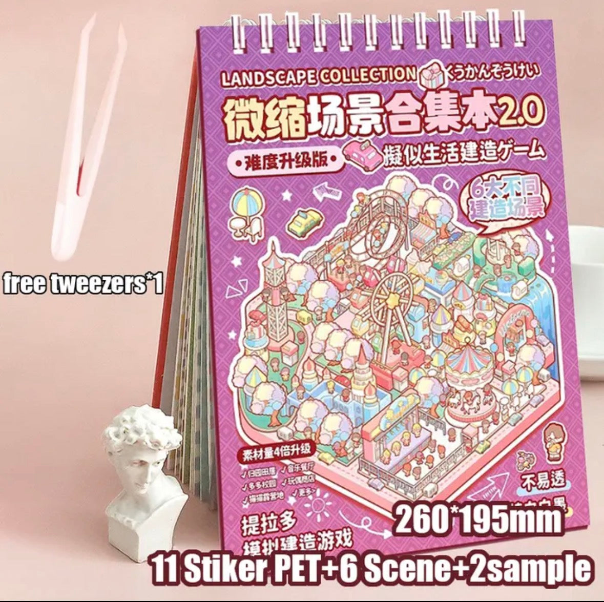 6 Sets Sticker Therapy DIY 3D Mini Scene Book: 1000 Premium Removable Stickers for Anxiety Relief, Creative Scrapbooking Reusable Stress Relief Activities for Adults and Teens