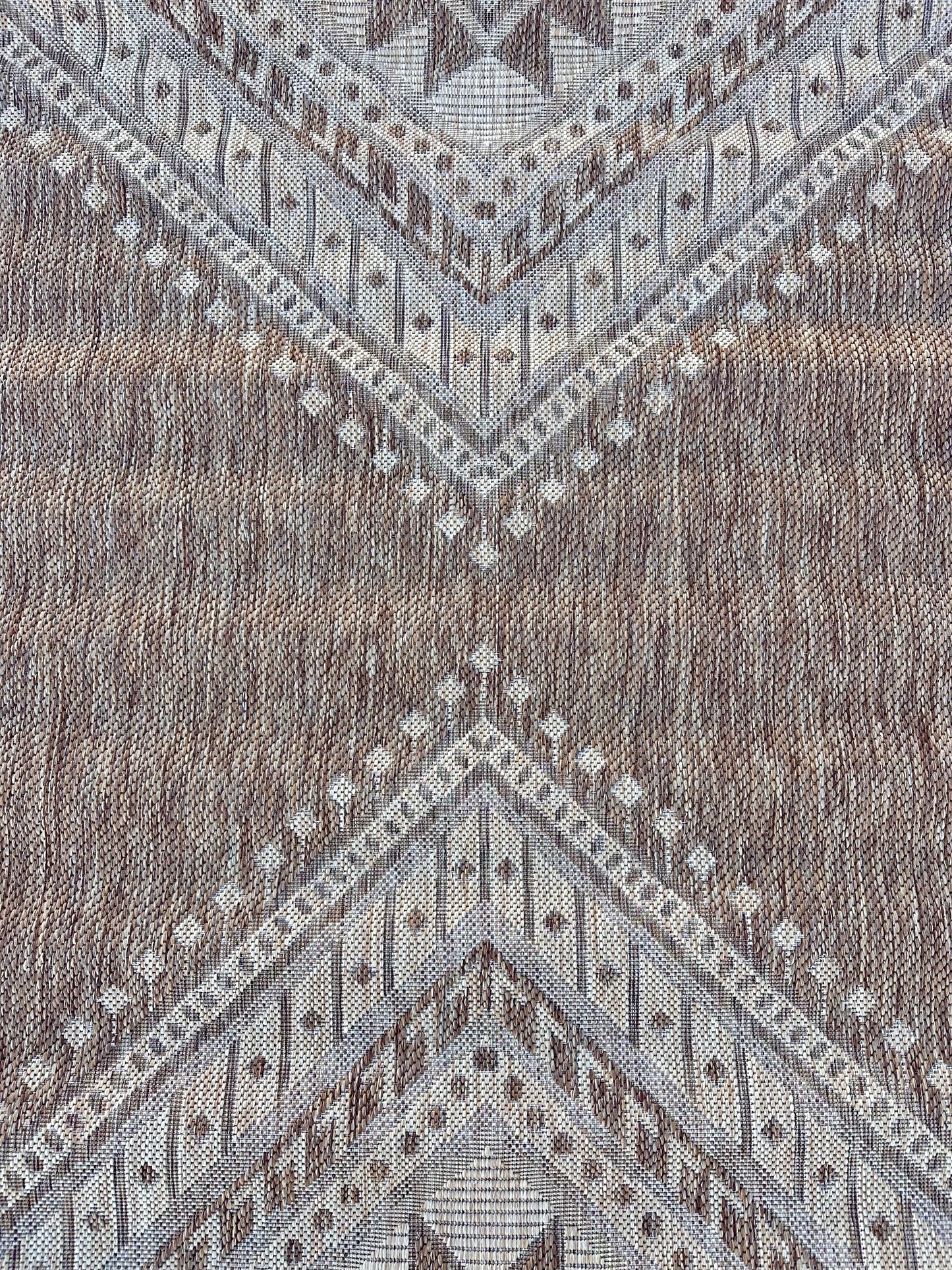 4' x 6' Outdoor Performance Area Rug, Stain Resistant, Weather Resistant, High Traffic, Patio, Balcony, Outside, Landry Brown (L1050)