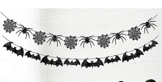 Halloween Decorations Black Bat Banner Spider Garland