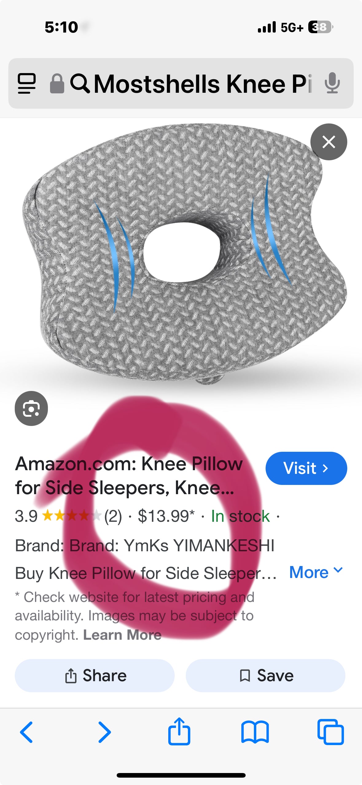 Reseller Box Knee Pillow for Side Sleepers Quantity of 5
