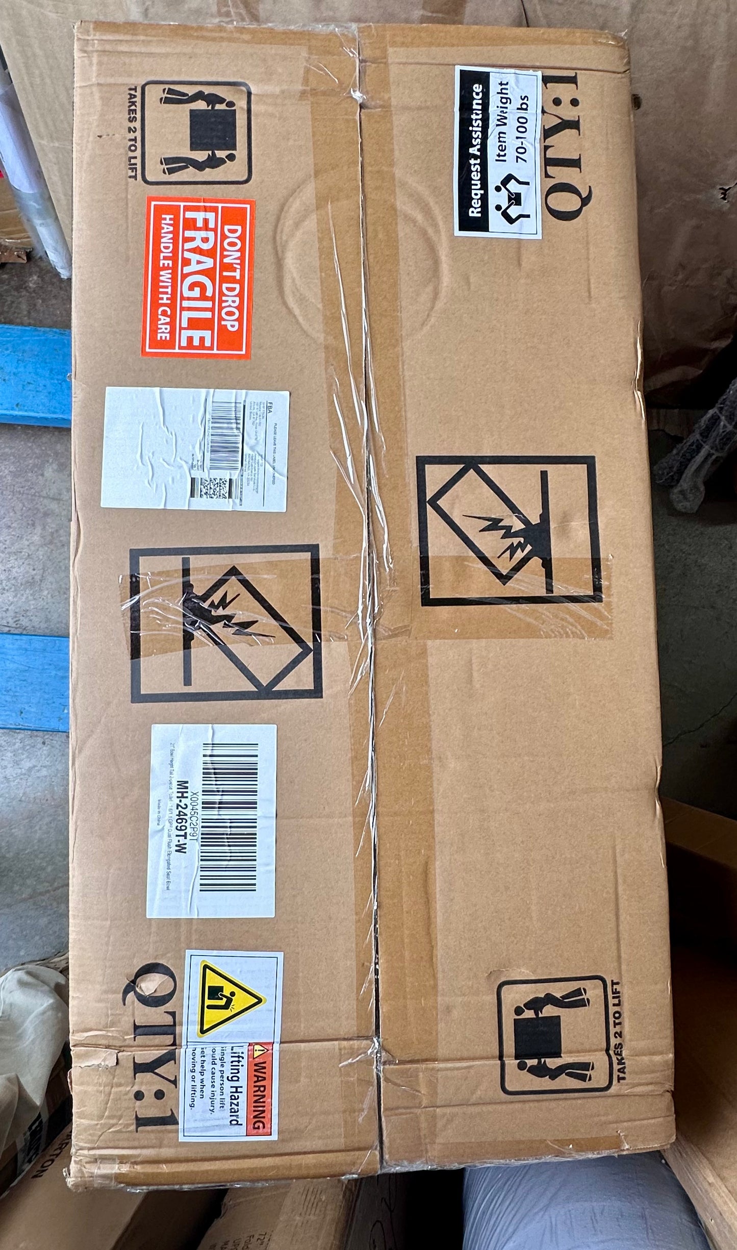 2-piece Elongated Tall Toilet 21 in. Dual Flush 1.1/1.6 GPF, Comfortable Toilet Height in Gloss White for Bathroom (B1119)