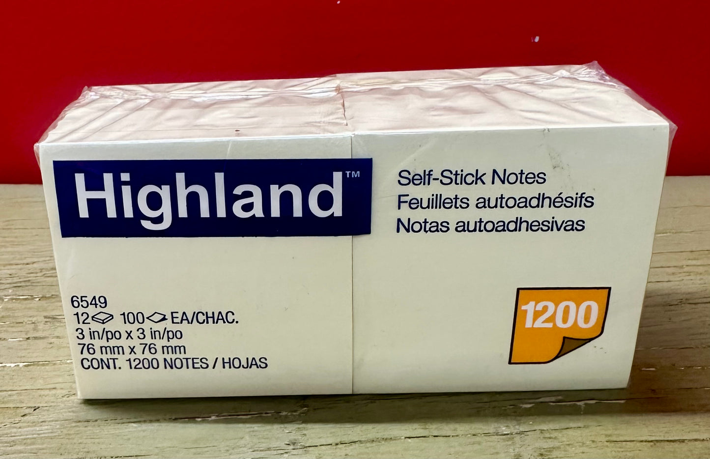 3M Highland Self-Sticking Note Pad (6549-YW)
