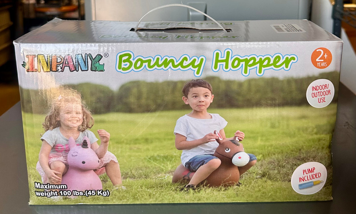 Bouncy Monkey Hopper Toy, Kids Ride on Rubber Bouncer Eco-Friendly PVC, Low Center Gravity, Cute Cartoon Design, Load 100 Lbs, Learn & Exercise & Active Fun, Gifts for 2-4 Kids
