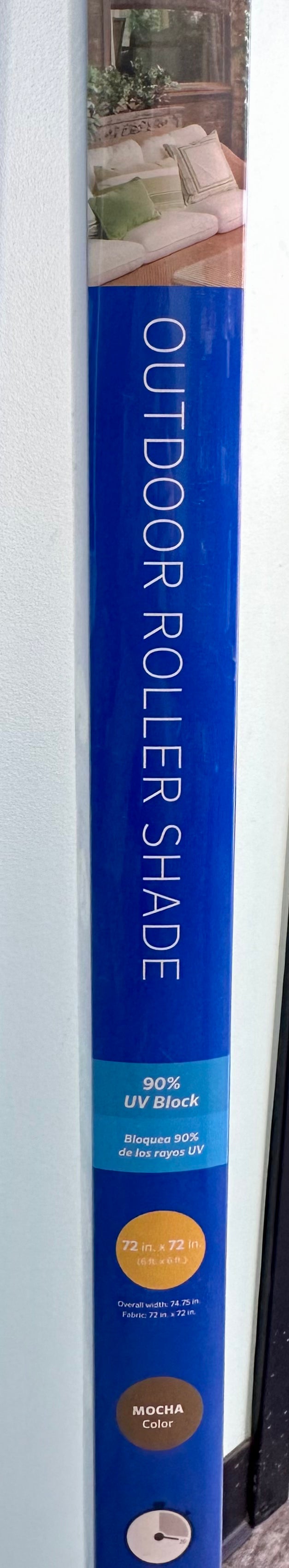 Coolaroo Exterior Roller Shade, Cordless Roller Shade with 90% UV Protection, No Valance, (6' W X 6' L), Mocha, 474768  (L1105)