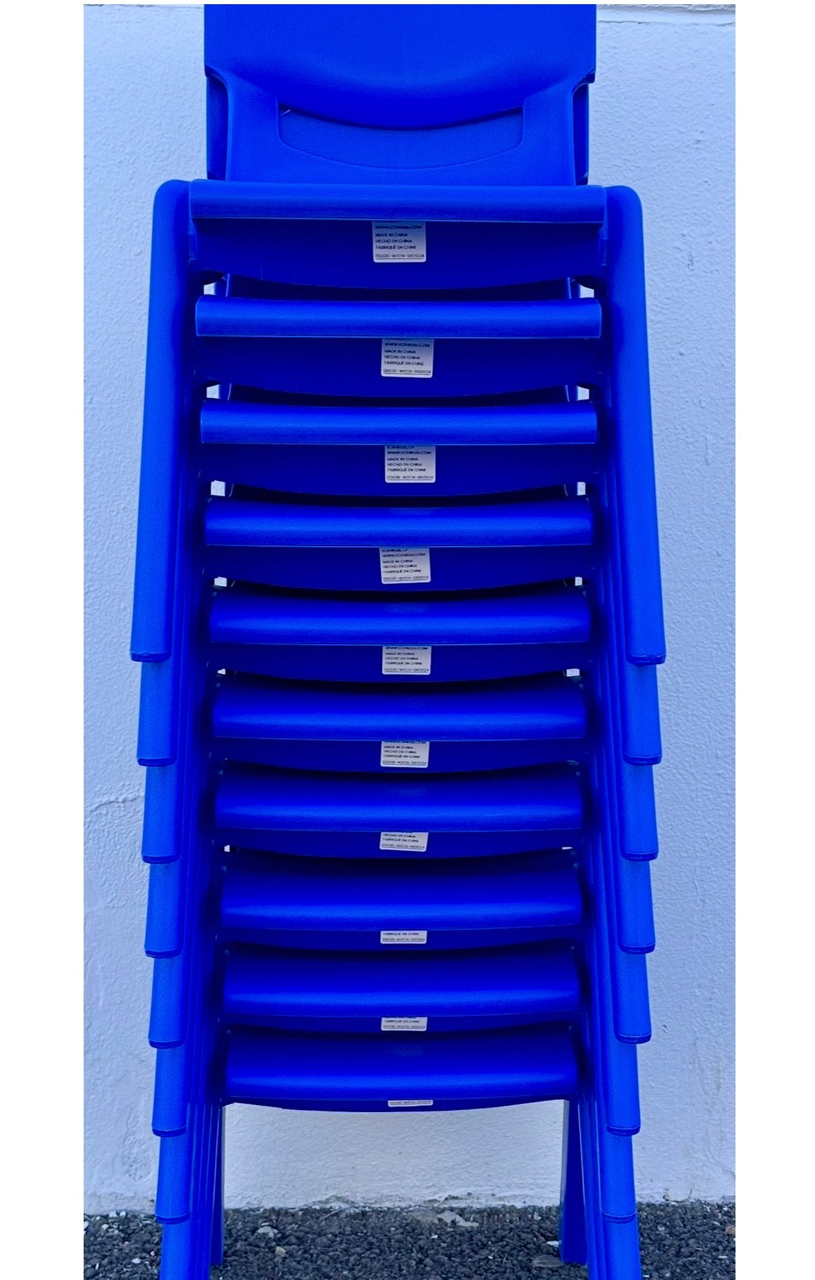 10 Chairs -  12in Plastic School Stack Chair, Classroom Furniture, Blue, 10-Piece (R723)