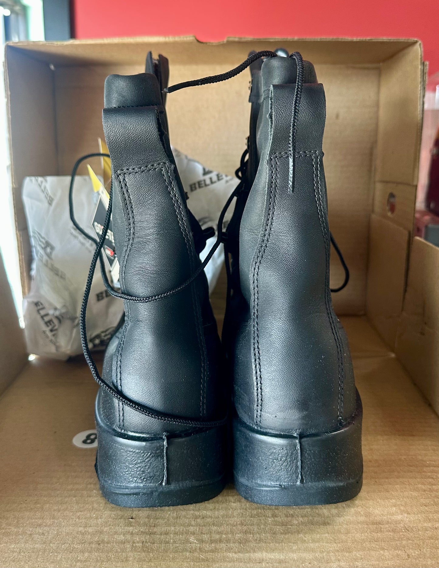 Belleville Waterproof Steel Toe Boots for Men, 200g Thinsulate, Non-Slip Insulated Tactical Boots, Dry in Wet Work, Impact & Compression Protection, Slip-Resistant Grip, Made in USA, Black Boots (Men’s 8.5 Wide)