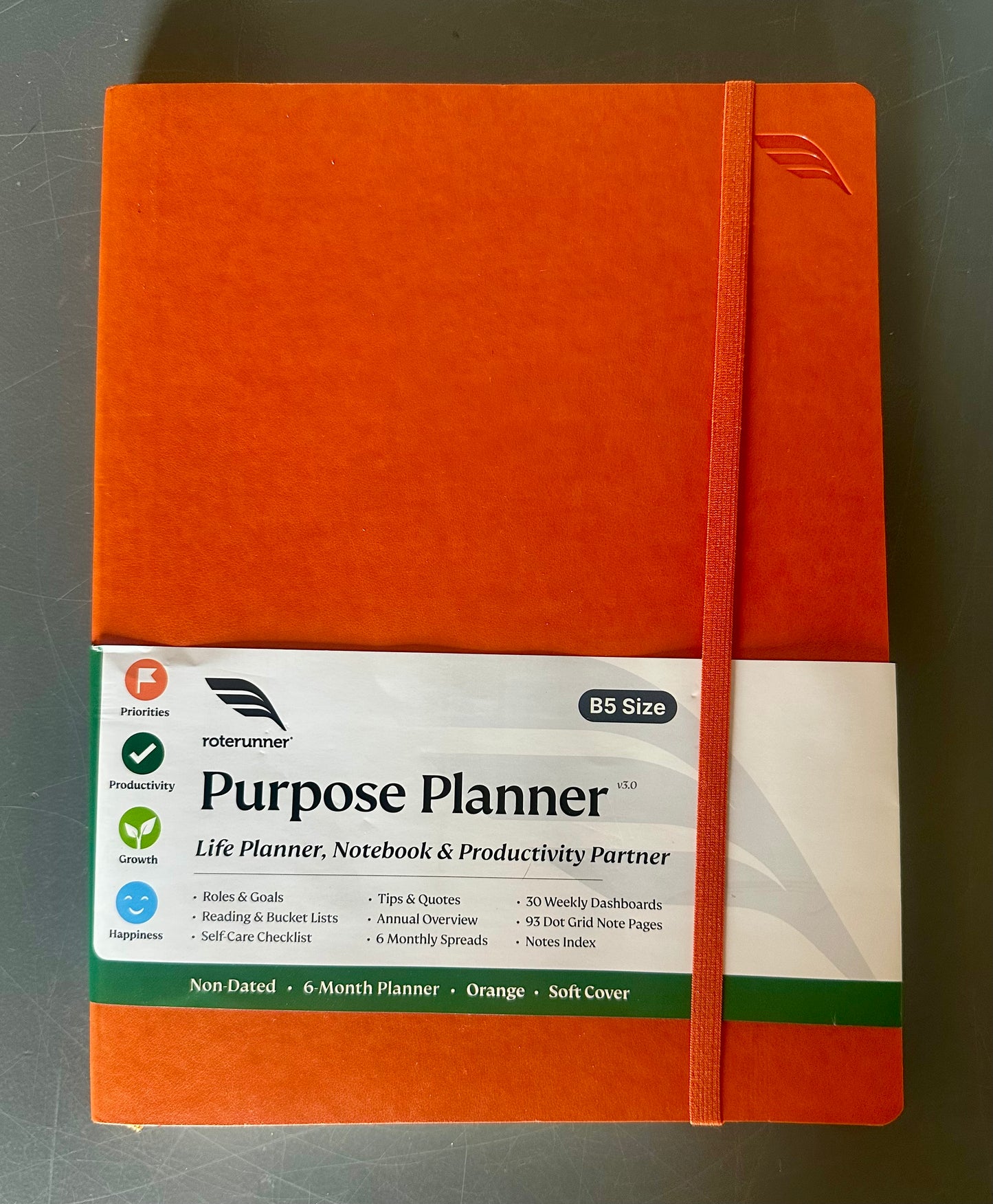 Purpose Planner Notebook, B5 5.8”x8.3” Undated 2026, Daily Weekly, and Monthly Productivity Goal Setting Tool for Work, Home, ADHD Planner for Adults, Self Care Journal (Orange Softcover)