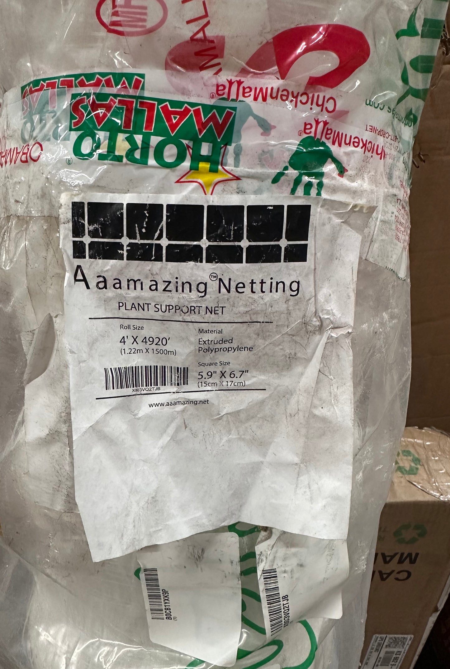 Trellis Netting, Aaamazing Netting, 4ft x 4920ft Roll, for Climbing Plants, Cut Flower Support, Garden, Pea, Bean, Grape Vine, Mesh, Heavy Duty, 6x6 Inch Squares (G916)