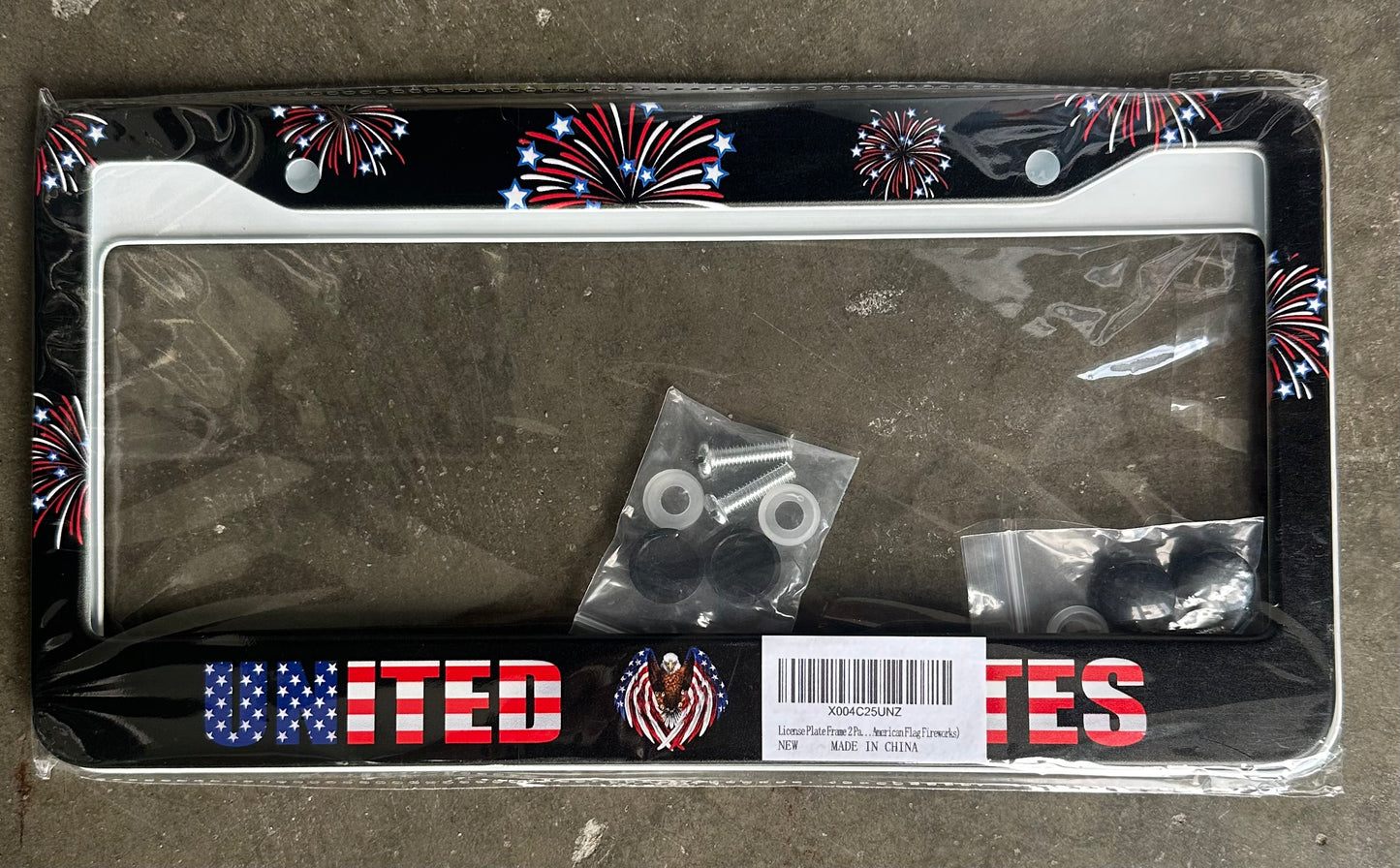 2-Pack, United States License Plate Frames, 2 Holes, Stainless Steel With Screws, Fits Us Standard Auto Parts, Decorative, Rustproof, Rattle-Proof, Weather Resistant, Easy Installation