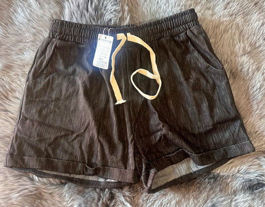 Women's Elastic Waist Casual Comfy Cotton Beach Shorts with Drawstring and Pockets (Size Small)