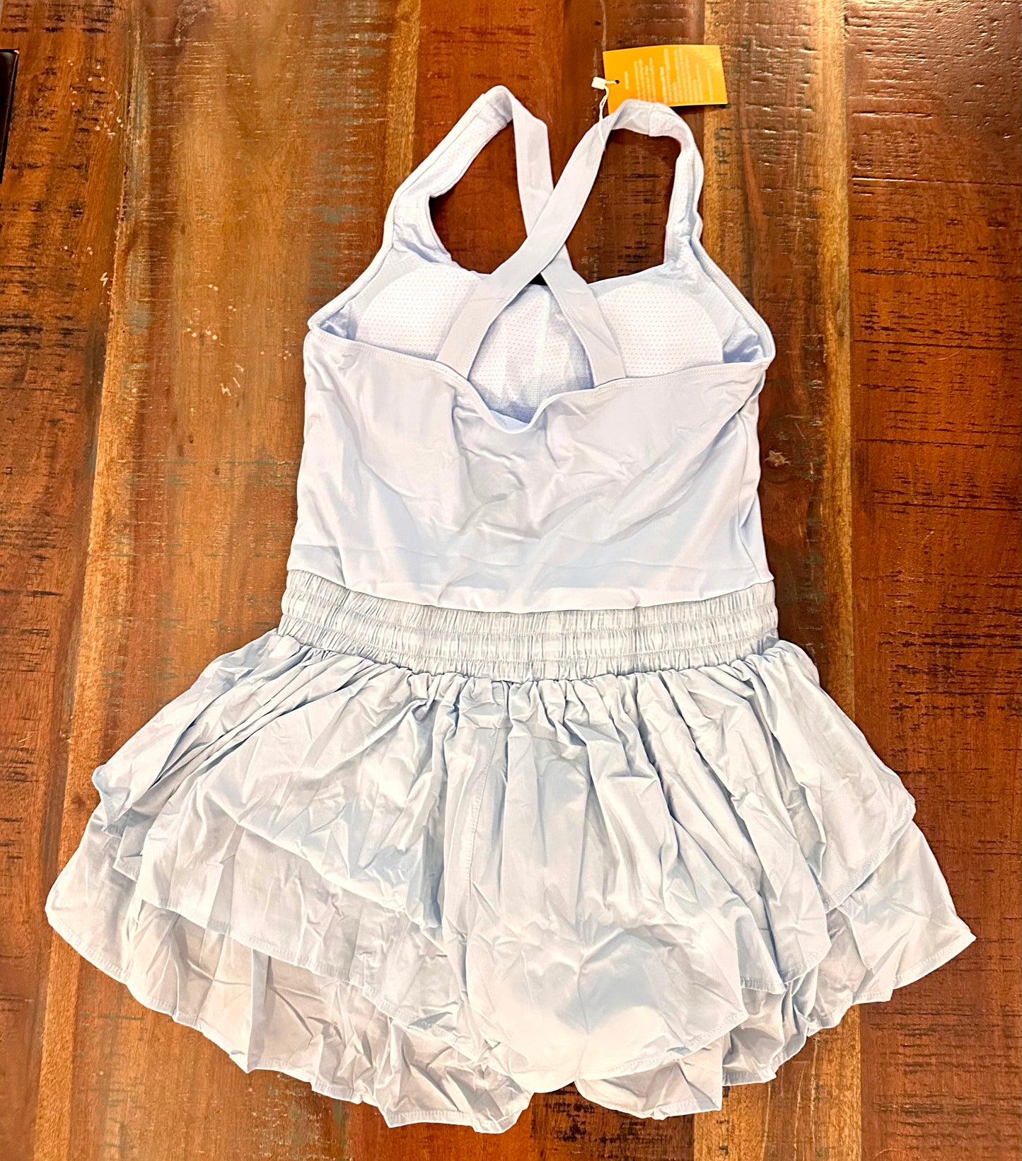 Tennis Dress with Shorts Built-in, Skortsie Underneath, High Waist Sleeveless Workout Yoga Romper Dress (Size Medium)