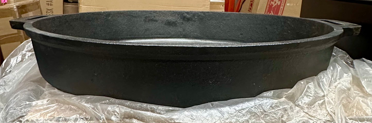 LI-GELISI Deepened flat-bottom cast iron frying pan, double-handle thickened uncoated old-fashioned iron pot, pancake and steak frying household multi-purpose large iron pot(24 inch) (B1189)