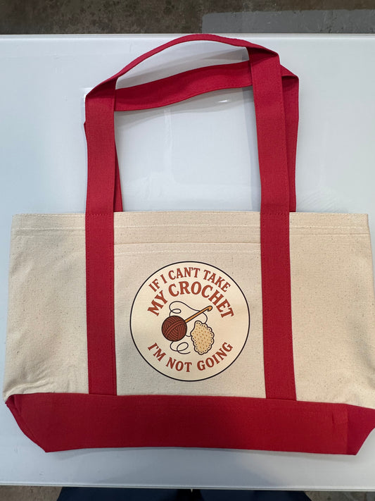 Boater Tote 19x12x4 Canvas Crochet Tote