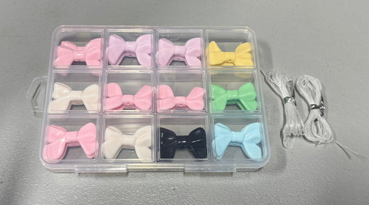 Mixed Colors Opaque Bowknot Acrylic Loose Beads Lovely Bowtie Plastic Spacer Beads for DIY Jewelry Bracelets Craft Keychain Accessory