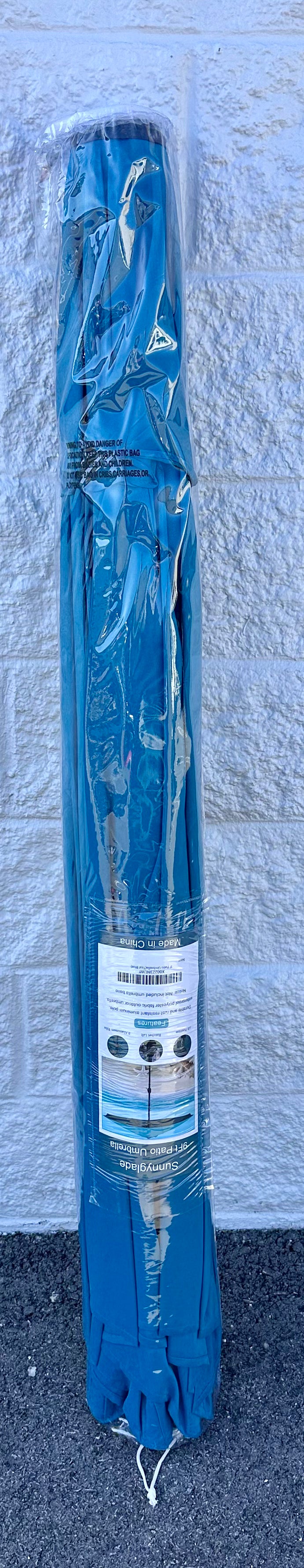 Sunnyglade 9' Patio Umbrella Outdoor Table Umbrella with 8 Sturdy Ribs (Teal Blue) (G1051)