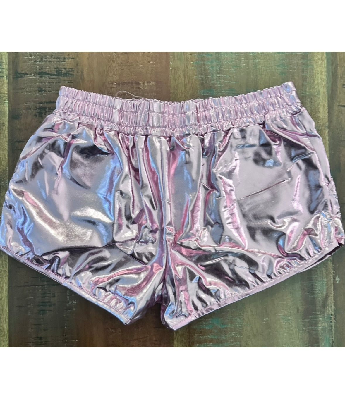 Women's Metallic Shorts Shiny Pants with Elastic Waist (Size S)