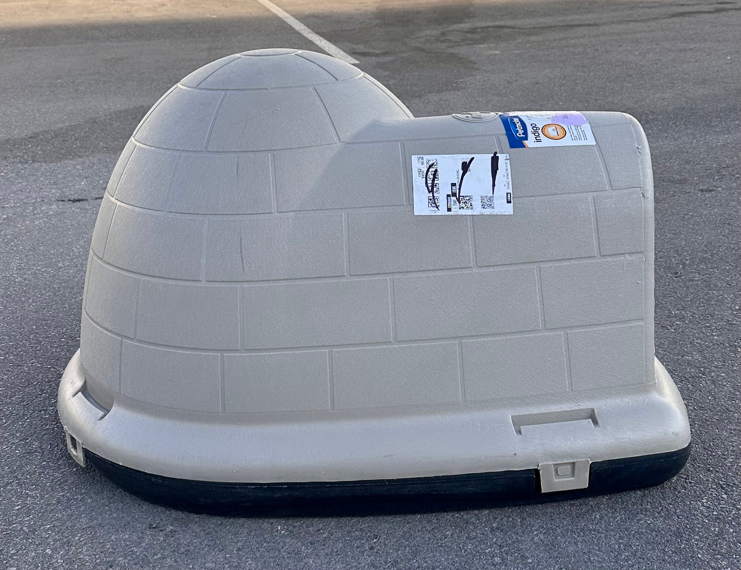 Petmate Large Dog House Outdoor Weatherproof - Indigo Igloo Dog House, Made in USA, for Large Dogs 50 to 90 pounds, TAUPE/BLACK (R742)