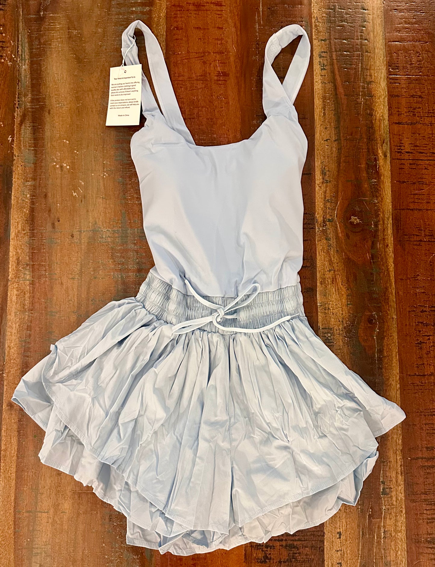 Tennis Dress with Shorts Built-in, Skortsie Underneath, High Waist Sleeveless Workout Yoga Romper Dress (Size Medium)